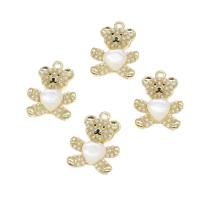 Zinc Alloy Pendants with pearl & Pearl Shell Bear enamel golden Sold By PC