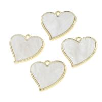 Zinc Alloy Heart Pendler, med Shell, gylden, 20x22x2mm, Solgt af PC