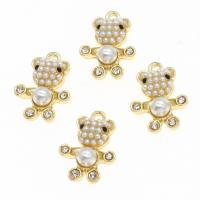 Sinc Alloy Rhinestone Pendants, le Pearl, Bear, le rhinestone, órga, 21x14x6mm, Díolta De réir PC