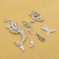 Zinc Alloy Pendler, Mermaid, forgyldt, du kan DIY, flere farver til valg, 21x9mm, 50pc'er/Bag, Solgt af Bag