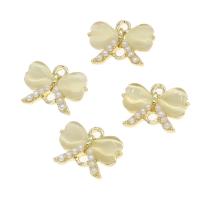 Sinc Alloy Bowknot Pendants, le Pearl & Pearl Shell, órga, 10x14x3mm, Díolta De réir PC