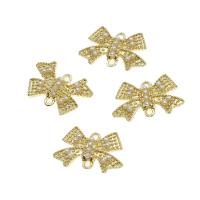 Bowknot Zinc Alloy priključak, Cink Alloy, s biser, možete DIY, zlatan, 14x22x3mm, Prodano By PC