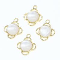 Zinc Alloy Pendler, med perle & Pearl Shell, Flower, du kan DIY, gylden, 20x16x5mm, Solgt af PC