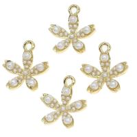 Zinc Alloy Flower Pendler, med perle, du kan DIY, gylden, 19x17x2mm, Solgt af PC