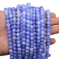 Natuurlijke Effloresce Agaat kralen, Ronde, gepolijst, DIY & verschillende grootte voor keus & frosted, blauw, Per verkocht 14.96 inch Strand