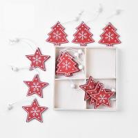 madeira Decoração da Árvore de Natal, pegajosa & DIY & Vario tipos a sua escolha, vermelho, 140x140x18mm, vendido por box