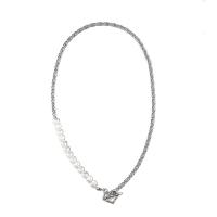 Partículas de acero collar, con Perlas de plástico ABS, unisexo, longitud aproximado 21.7 Inch, 5PCs/Grupo, Vendido por Grupo