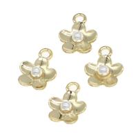 Zinc Alloy Flower Pendler, med perle, gylden, 13x11x4mm, Solgt af PC