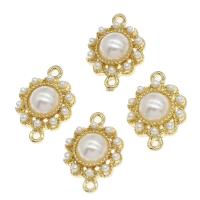 Zinc Alloy Connector with pearl Round golden Sold By PC