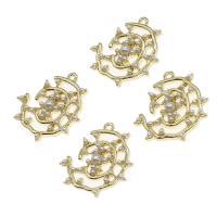 Zinc Alloy Pendler, med perle, gylden, 22x21x3mm, Solgt af PC