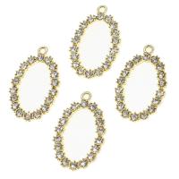 Zinc alliage strass Pendants, alliage de zinc, avec strass, doré, 29x18x3mm, Vendu par PC