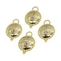 Zinc alliage strass Pendants, alliage de zinc, Rond, avec strass, doré, 21x15x3mm, Vendu par PC