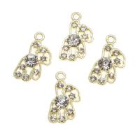 Zinc alliage strass Pendants, alliage de zinc, ours, avec strass, doré, 20x11x5mm, Vendu par PC