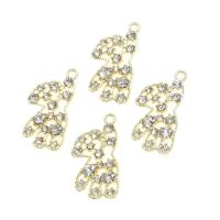 Zinc alliage strass Pendants, alliage de zinc, ours, avec strass, doré, 27x14x3mm, Vendu par PC