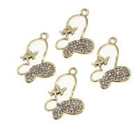 Zinc alliage strass Pendants, alliage de zinc, papillon, avec strass, doré, 20x20x2mm, Vendu par PC