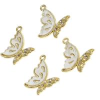 Zinc Alloy Rhinestone Pendler, med perle & Shell, Butterfly, med rhinestone, gylden, 20x21x2mm, Solgt af PC