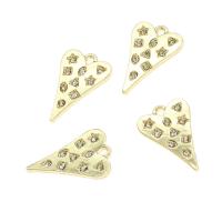 Zinc alliage strass Pendants, alliage de zinc, coeur, avec strass, doré, 21x13x2mm, Vendu par PC