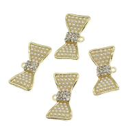 Sinc Alloy Bowknot Pendants, le Pearl, le rhinestone, órga, 12x23x2mm, Díolta De réir PC