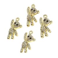 Zinc alliage strass Pendants, alliage de zinc, ours, avec strass, doré, 22x12x4mm, Vendu par PC