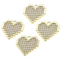 Zinklegering Hart Hangers, Zinc Alloy, met parel, gouden, 20x23x3mm, Verkocht door PC