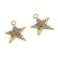 Zinc alliage strass Pendants, alliage de zinc, étoile, avec strass, doré, 21x15x2mm, Vendu par PC