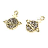 Zinc alliage strass Pendants, alliage de zinc, cosmique, avec strass, doré, 18x16x2mm, Vendu par PC