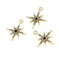 Zink Alloy Rhinestone Hängen, med strass, gyllene, 21x18x2mm, Säljs av PC