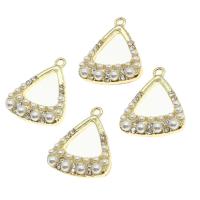 Zinc Alloy Rhinestone Pendants with pearl Triangle with rhinestone golden Sold By PC