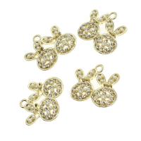 Zinc Alloy Rhinestone Pendler, med perle, Kanin, med rhinestone, gylden, 20x23x3mm, Solgt af PC