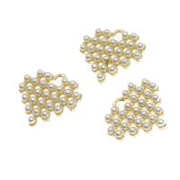 Sinc Alloy Croí Pendants, le Pearl, órga, 17x17x3mm, Díolta De réir PC