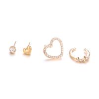 Zink Alloy Stud Earring, plated, 4 stycken & för kvinna & med strass, gyllene, Säljs av PC