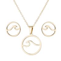 Fashion Stainless Steel Jewelry Sets Stud Earring & necklace plated 2 pieces & fashion jewelry & for woman Sold By Set