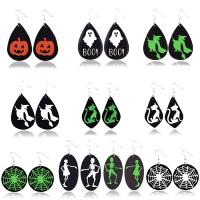 PU Leather Drop Earring silver color plated Halloween Jewelry Gift & for woman Sold By Pair