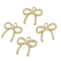 Ciondoli Bowknot in lega di zinco, lega in zinco, with perla, Nodo di Cravatta, dorato, 16x18x4mm, Venduto da PC