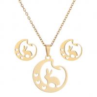 Fashion Stainless Steel Jewelry Sets Stud Earring & necklace plated 2 pieces & fashion jewelry & for woman Sold By Set