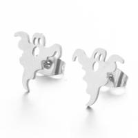 Stainless Steel Stud Earrings 304 Stainless Steel Ghost plated Halloween Design & for woman Sold By Pair