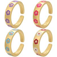 Brass Finger Ring gold color plated Adjustable & for woman & enamel Sold By Lot