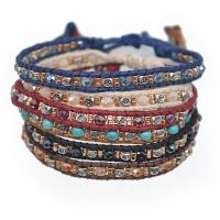 Fashion Armband Sieraden, Zinc Alloy, met Seedbead & Textiel binnenwerk Cord, handgemaakt, voor vrouw, meer kleuren voor de keuze, 14-25cm, Verkocht door PC