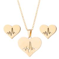 Fashion Stainless Steel Jewelry Sets Stud Earring & necklace Heart plated 2 pieces & fashion jewelry & for woman Sold By Set