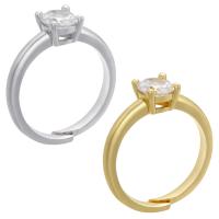 Cubic Zircon Brass δάχτυλο του δακτυλίου, Ορείχαλκος, επιχρυσωμένο, Ρυθμιζόμενο & μικρο ανοίξει κυβικά ζιρκονία & για τη γυναίκα, περισσότερα χρώματα για την επιλογή, 20x23mm, Εσωτερική διάμετρος:Περίπου 17mm, 5PCs/Παρτίδα, Sold Με Παρτίδα