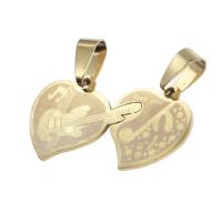 Stainless Steel Couple Pendants Heart Sold By PC