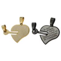 Stainless Steel Couple Pendants Heart Sold By PC