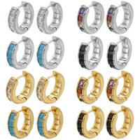 Orecchini cerchietti Hoop ottone, placcato, per la donna & con strass, nessuno, 15.50x14.50mm, 5Pairspaio/lotto, Venduto da lotto