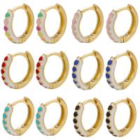 Orecchini cerchietti Hoop ottone, placcato color oro, per la donna & smalto, nessuno, 14x13mm, 5Pairspaio/lotto, Venduto da lotto