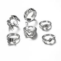 Sinc Alloy Ring Set, 6 phíosa & jewelry faisin & unisex, nicil, luaidhe & caidmiam saor in aisce, Díolta De réir Socraigh