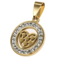 Stainless Steel Pendants Round with rhinestone Sold By PC