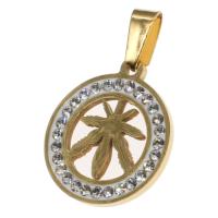 Stainless Steel Pendants Round with rhinestone Sold By PC