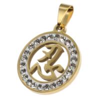 Stainless Steel Pendants Round with rhinestone Sold By PC