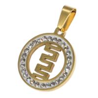 Stainless Steel Pendants Round with rhinestone Sold By PC