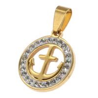 Stainless Steel Pendants Round with rhinestone Sold By PC